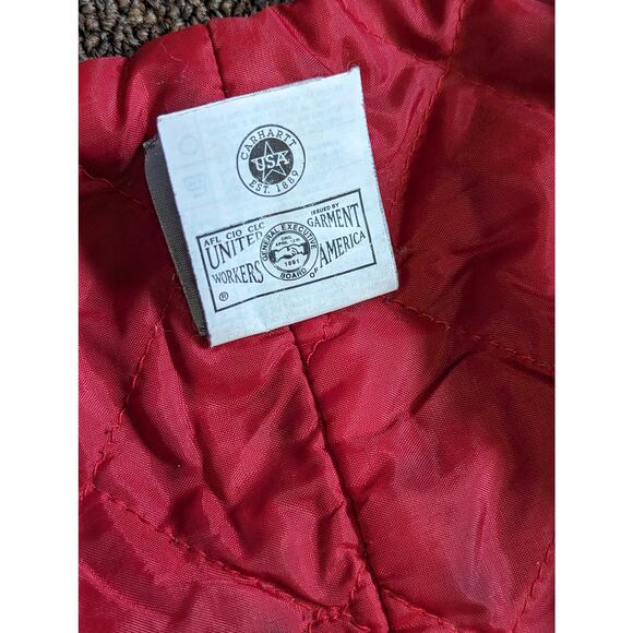 Vintage Carhartt Duck Zip Front Bib Overalls Black UNION Utility Quilted R04 BLK - Picture 4 of 10